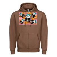 Chestnut Baby panda flowers Zipper Hoodie - Artiststas