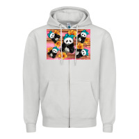 Dove Grey Baby panda flowers Zipper Hoodie - Artiststas