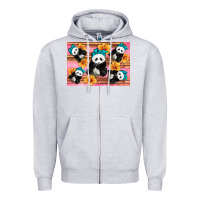 Heather Grey Baby panda flowers Zipper Hoodie - Artiststas
