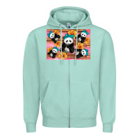 Seafoam Baby panda flowers Zipper Hoodie - Artiststas