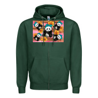 Sports Green Baby panda flowers Zipper Hoodie - Artiststas