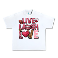 White Live laugh love Valentine's Day Urban Heavy Tee - HowdyJamesFarm