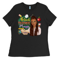 Black black teacher magic with afro Ladies Tee - NancyCooperArtShop