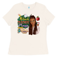 Bone black teacher magic with afro Ladies Tee - NancyCooperArtShop
