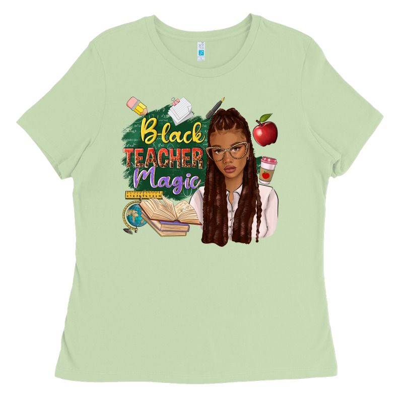 Black Teacher Magic With Afro Ladies Tee by NancyCooperArtShop | Teevron