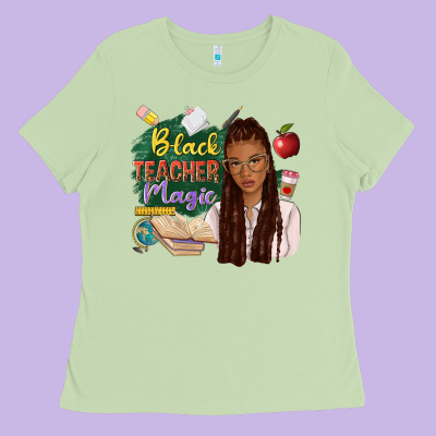 Black Teacher Magic With Afro Ladies Tee Designed By Nancycooperartshop