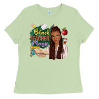 Matcha black teacher magic with afro Ladies Tee - NancyCooperArtShop