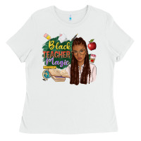 White black teacher magic with afro Ladies Tee - NancyCooperArtShop