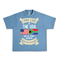 Pebble Blue South Africa American Flag USA South African Roots Gifts Urban Heavy Tee - trangStudio
