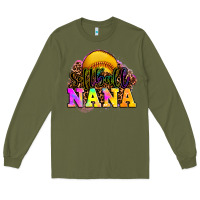 Army Green softball nana Long Sleeve Tee - OliviaCreatesArt