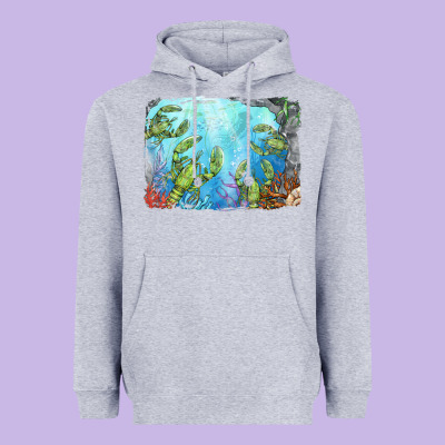 Lobster Background Heavyweight Hoodie Designed By Barkaloodesign