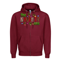Burgundy The Naughty One Christmas Zipper Hoodie - Artiststas