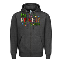 Charcoal Heather The Naughty One Christmas Zipper Hoodie - Artiststas