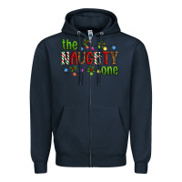 Navy The Naughty One Christmas Zipper Hoodie - Artiststas