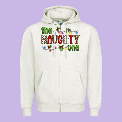 The Naughty One Christmas Zipper Hoodie Designed By Artiststas
