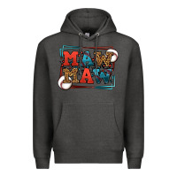 Charcoal Heather Baseball mawmaw leopard frame Premium Hoodie - LillyAllenDesigns