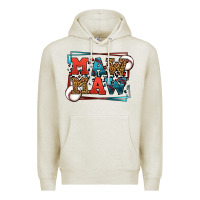 Oatmeal Heather Baseball mawmaw leopard frame Premium Hoodie - LillyAllenDesigns