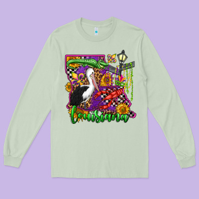 Louisiana Long Sleeve Tee Designed By Oliviacreatesart