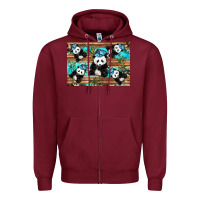 Burgundy Camouflage Baby Panda Zipper Hoodie - Artiststas