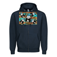 Navy Camouflage Baby Panda Zipper Hoodie - Artiststas