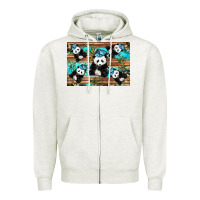 Oatmeal Heather Camouflage Baby Panda Zipper Hoodie - Artiststas
