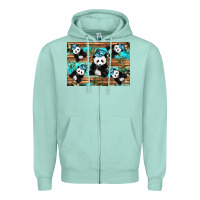 Seafoam Camouflage Baby Panda Zipper Hoodie - Artiststas