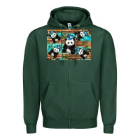 Sports Green Camouflage Baby Panda Zipper Hoodie - Artiststas