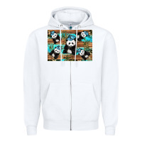 White Camouflage Baby Panda Zipper Hoodie - Artiststas