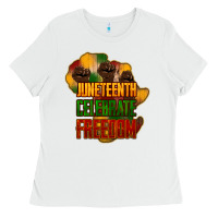 White juneteenth celebrate freedom Ladies Tee - NancyCooperArtShop