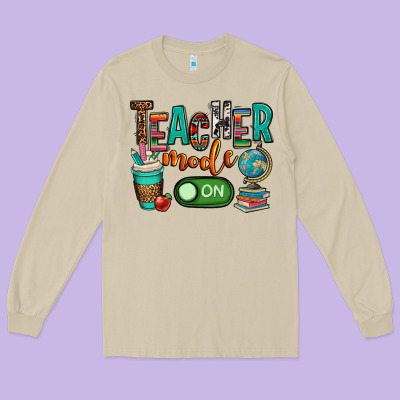 Teacher Mode On Long Sleeve Tee Designed By Oliviacreatesart