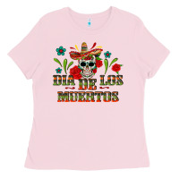 Bubblegum Pink Dia De Los Muertos Ladies Tee - texasbilliewilder