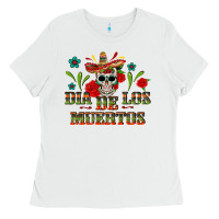 White Dia De Los Muertos Ladies Tee - texasbilliewilder