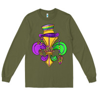 Army Green fleur de lis Long Sleeve Tee - OliviaCreatesArt