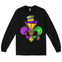 Black fleur de lis Long Sleeve Tee - OliviaCreatesArt