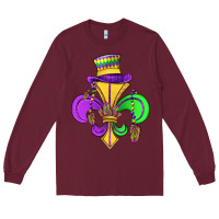 Burgundy fleur de lis Long Sleeve Tee - OliviaCreatesArt