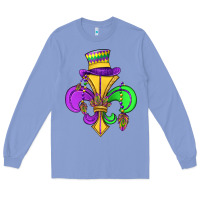 Colony Blue fleur de lis Long Sleeve Tee - OliviaCreatesArt