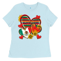 Baby Blue Mexican Hearts Ladies Tee - texasbilliewilder