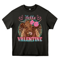 Asphalt hello valentine highland cow Heavy Core Tee - RanaPortraitStore