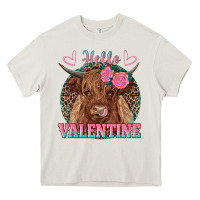 Cream hello valentine highland cow Heavy Core Tee - RanaPortraitStore