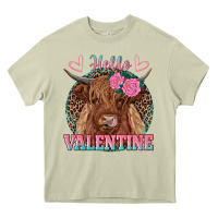 Mossy hello valentine highland cow Heavy Core Tee - RanaPortraitStore