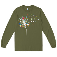 Army Green Womens Funny Dandelion Books Gift For Reading Lover Women Girls V-Neck Long Sleeve Tee - trangStudio