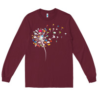 Burgundy Womens Funny Dandelion Books Gift For Reading Lover Women Girls V-Neck Long Sleeve Tee - trangStudio