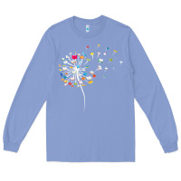 Colony Blue Womens Funny Dandelion Books Gift For Reading Lover Women Girls V-Neck Long Sleeve Tee - trangStudio
