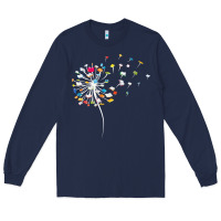 Navy Womens Funny Dandelion Books Gift For Reading Lover Women Girls V-Neck Long Sleeve Tee - trangStudio