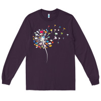 Plum Womens Funny Dandelion Books Gift For Reading Lover Women Girls V-Neck Long Sleeve Tee - trangStudio