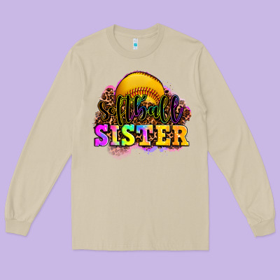 Softball Sister Long Sleeve Tee Designed By Oliviacreatesart