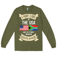 Army Green South Africa American Flag USA South African Roots Gifts Long Sleeve Tee - trangStudio