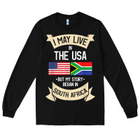 Black South Africa American Flag USA South African Roots Gifts Long Sleeve Tee - trangStudio