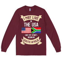 Burgundy South Africa American Flag USA South African Roots Gifts Long Sleeve Tee - trangStudio