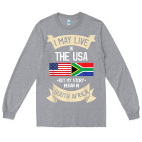 Heather Grey South Africa American Flag USA South African Roots Gifts Long Sleeve Tee - trangStudio